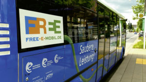 Der E-Bus war auf der Linie 16 vom Auestadion über den Auedamm zur Innenstadt und zurück im Einsatz. Foto: Regionalmanagement Nordhessen GmbH