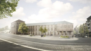 Visualisierung des geplanten Neubaus. Foto: mhk/Harry Gugger Studio Ltd. Basel